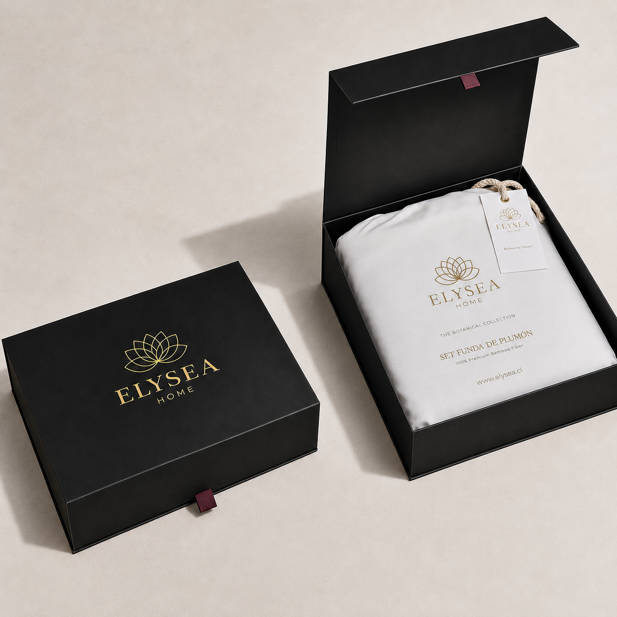 Set de funda de plumón Elysea Home en funda de tela y caja magnética premium