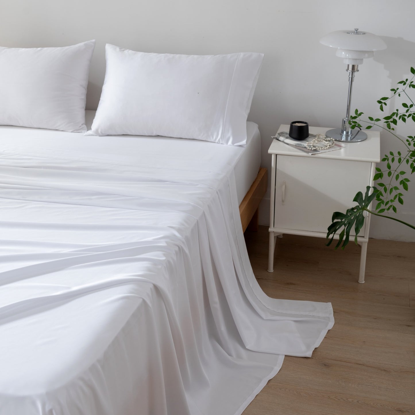 Set de Sábanas 100% Bambú 400 Hilos – Blanco